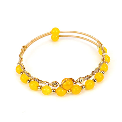 Hand-woven Agate Beads Crystal Stone Round Bracelets