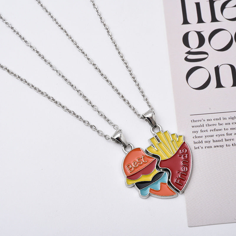 Cool Beautiful Ornament Heart-shaped Square Girlfriends Necklaces