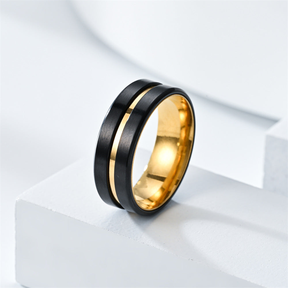 Men's Fashion Room Two-tone Black Gold Source Rings