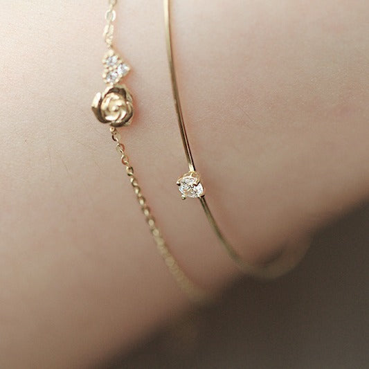 Rose Sier Plated Gold Thin Glittering Bracelets