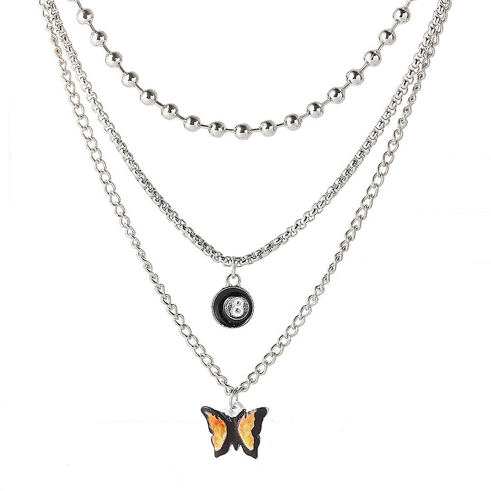 Women's Twin Vintage Butterfly Love Multilayer Collarbone Necklaces