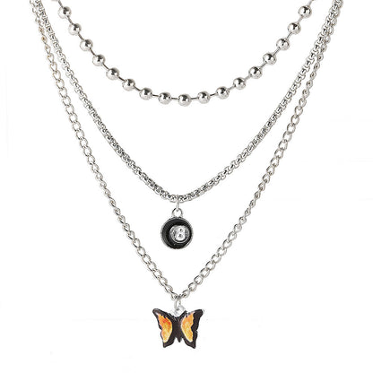 Women's Twin Vintage Butterfly Love Multilayer Collarbone Necklaces