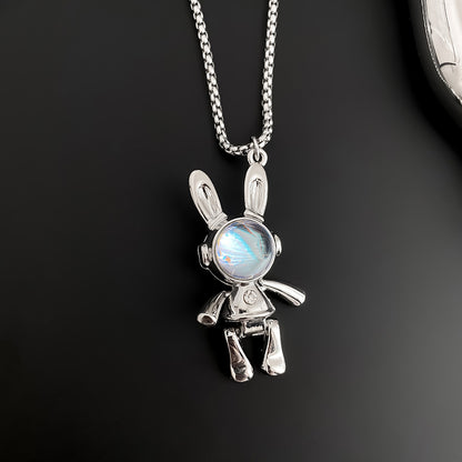 Women's & Men's Colorful Fantasy Mechanical Rabbit Titanium Steel Necklaces