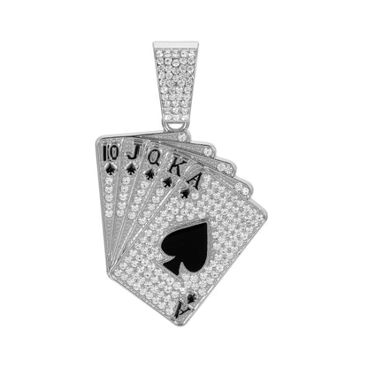 Men's Link Chain Full Diamond Poker Fashion Pendants