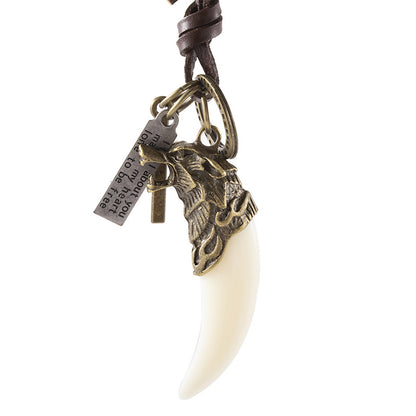Men's Trendy Jewelry Fashion Rock Personality Wolf Tooth Necklaces