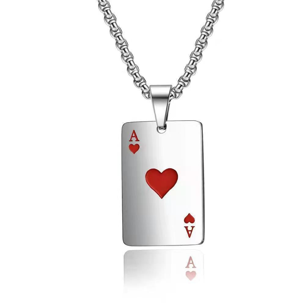 Women's & Men's Chain Hip Hop Niche Creative Poker Titanium Steel Pendants