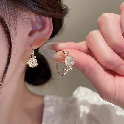 Zircon Tassel Leaves Stylish Water Drop Earrings