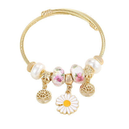 Trend Stainless Steel Female Personality Flower Bracelets