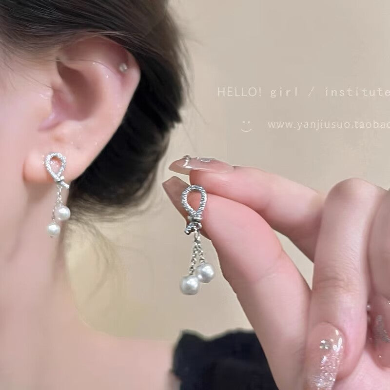 High Sense Niche Imitation Pearl Simple Full Earrings