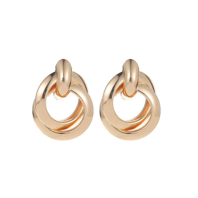 Exaggerated Geometry Female Style Alloy Winding Earrings