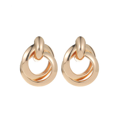 Exaggerated Geometry Female Style Alloy Winding Earrings