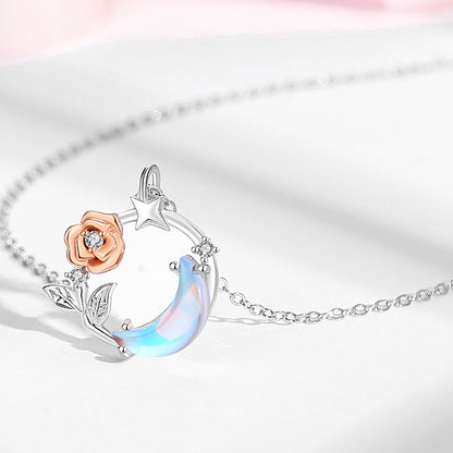 Of Fresh Moonstone Fashion Gold Flower Necklaces