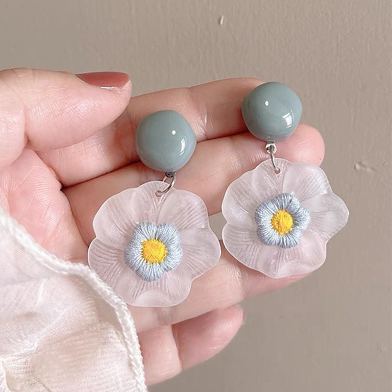 Women's Dopamine Woven Flower Summer Vacation Style Earrings