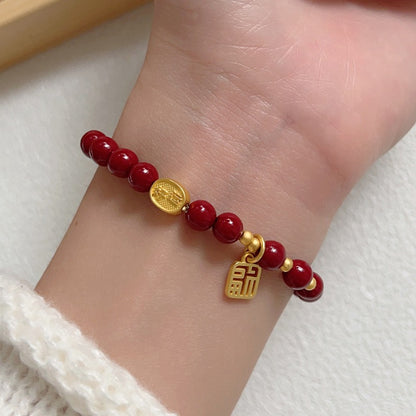 Women's Cinnabar For With Blessing Card Peace Buckle Gourd Bracelets