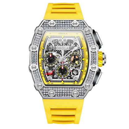Men's Diamond Stylish Versatile Watch Tape Fast Mechanical Watches