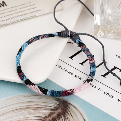 Bohemian Style Cotton Linen Fabric Woven Simple Friendship Bracelets