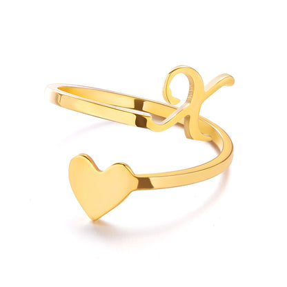 Popular Stylish Simple Letter Stainless Steel Open Three-dimensional Love Rings