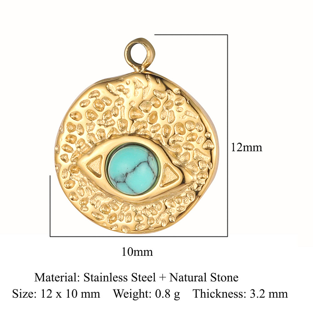 Bohemian Natural Stone Titanium Steel Ornament Pendants