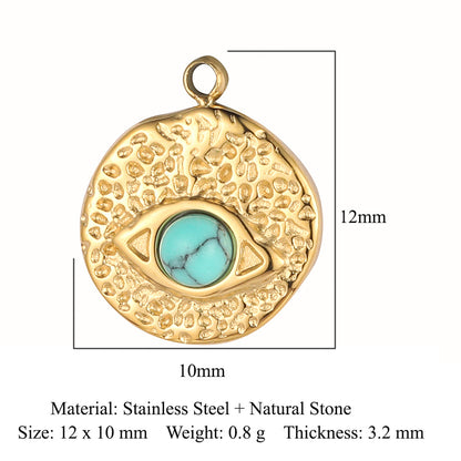 Bohemian Natural Stone Titanium Steel Ornament Pendants