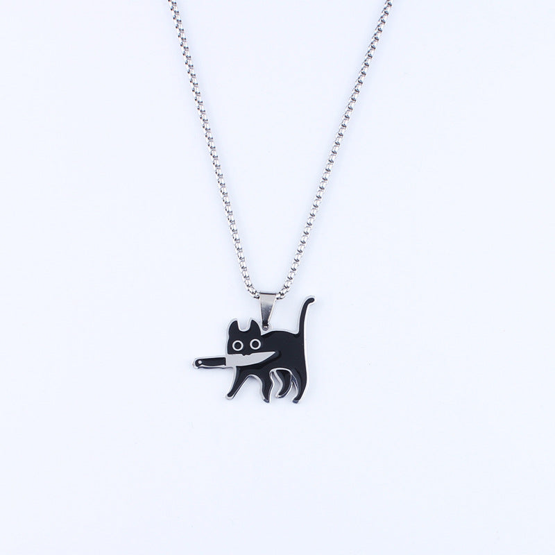 Women's & Men's Cat Hip Hop Sweater Chain Stainless Pendants