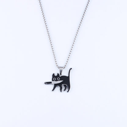 Women's & Men's Cat Hip Hop Sweater Chain Stainless Pendants