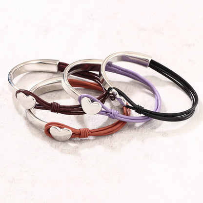 Style Stitching Leather Rope Love Heart Bracelets