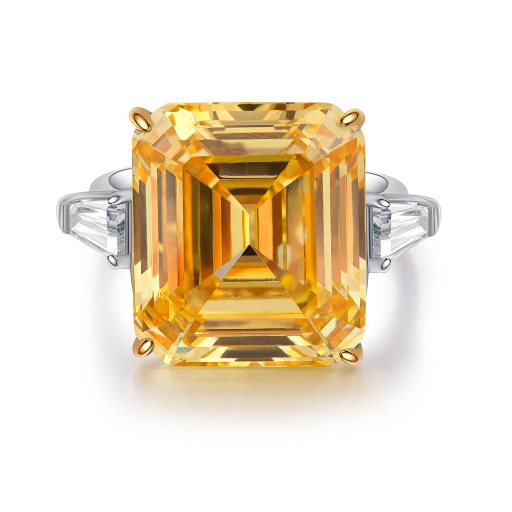 Sterling Sier Yellow Diamond Female Ice Rings