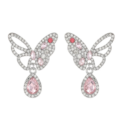 Women's Diamond Butterfly Simple Niche Sweet Cool Style Temperament Earrings