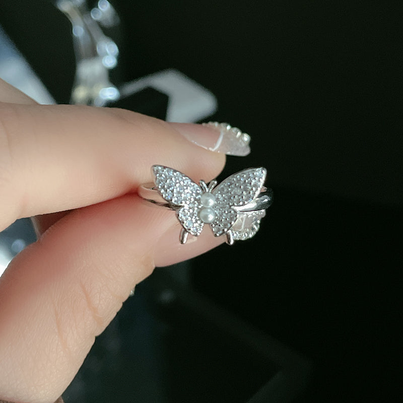 Female Half Butterfly Live Open Personalized Rings