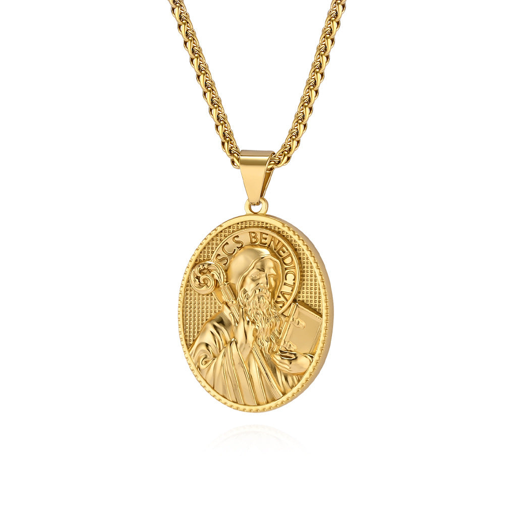 Round Plate Holy Father Son Jesus Pendants