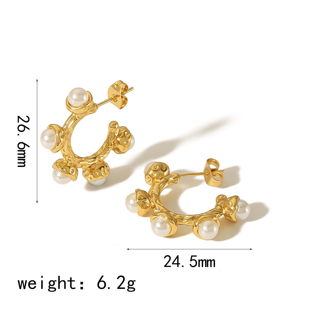 Fashion High-grade Pearl Titanium Steel Electroplated Earrings