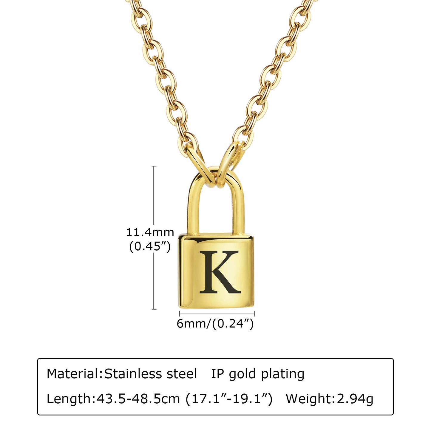 Letter Stainless Steel Lock Head Fashion Necklaces