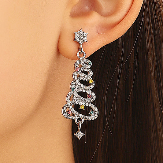 Women's Tree Retro Creative Diamond Design Ear Earrings