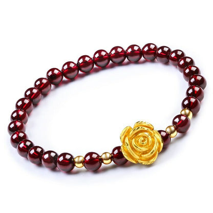 Imitation Garnet Simple Couple Gilt Small Bracelets