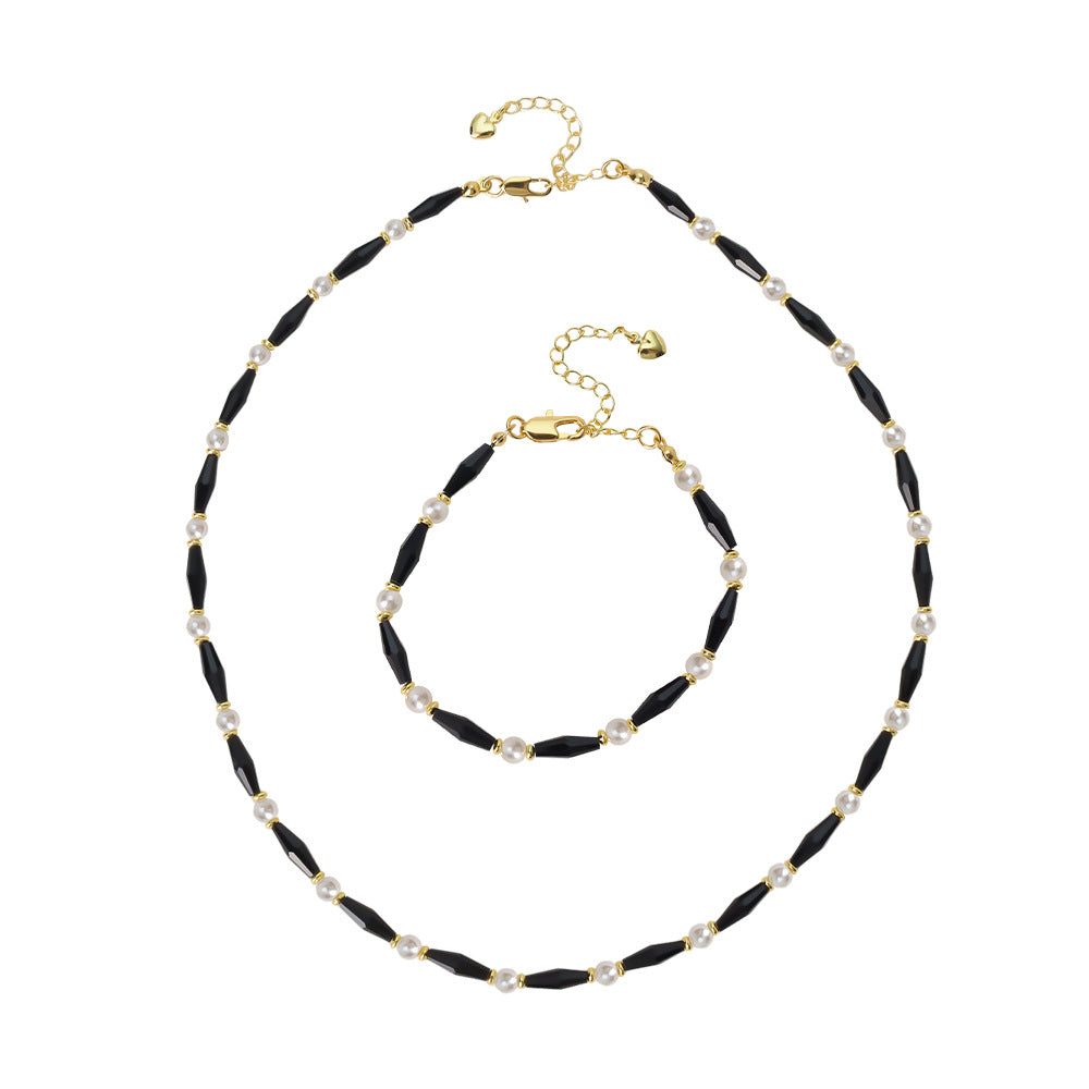 French Entry Lux Retro Atmosphere Black Rhombus Necklaces