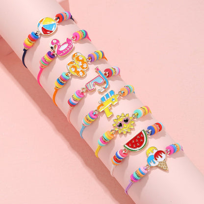 Children's Cartoon Unicorn Polymer Clay Christmas Suit Colorful Bracelets