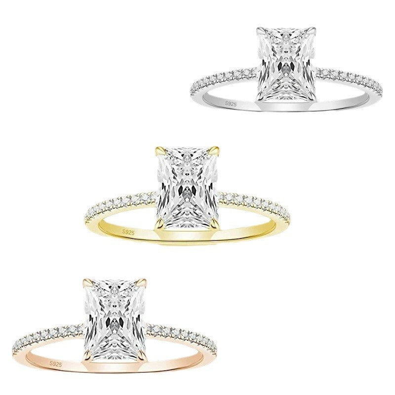 Women's Oran Jewelry Sier Inlay Zircon Rhinestone Rings