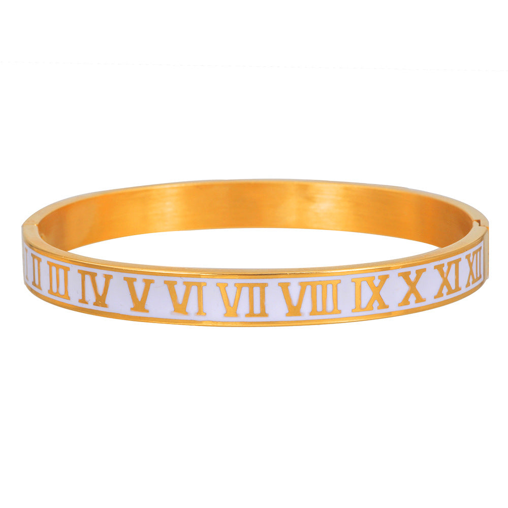 Women's & Men's Fashion Roman Numerals Stainless Steel White Bracelets