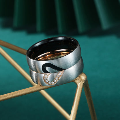 Durable Couple Ornament Titanium Steel Heart-shaped Rings