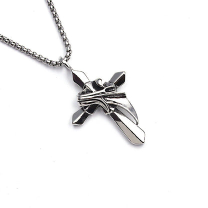 Style Vintage Cross Diamond Titanium Steel Fashionable People Necklaces