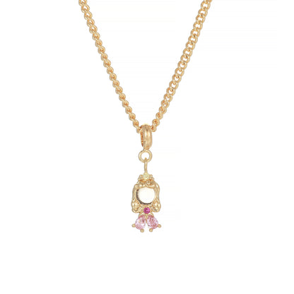 Zircon Cartoon Princess Fashion Mermaid Real Gold Necklaces