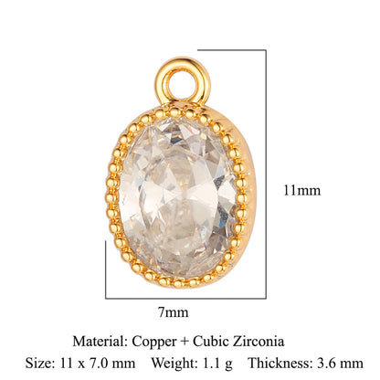 Drop Copper Zircon Square Ornament Accessories Pendants