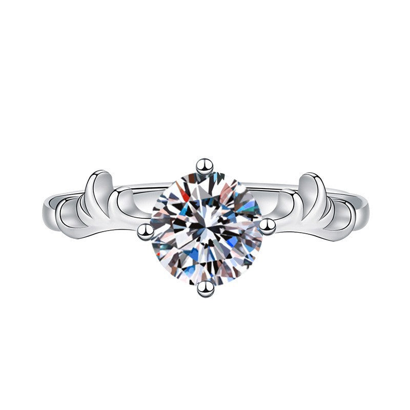 Elegant Imitation Moissanite Open Adjustable Live Broadcast Rings