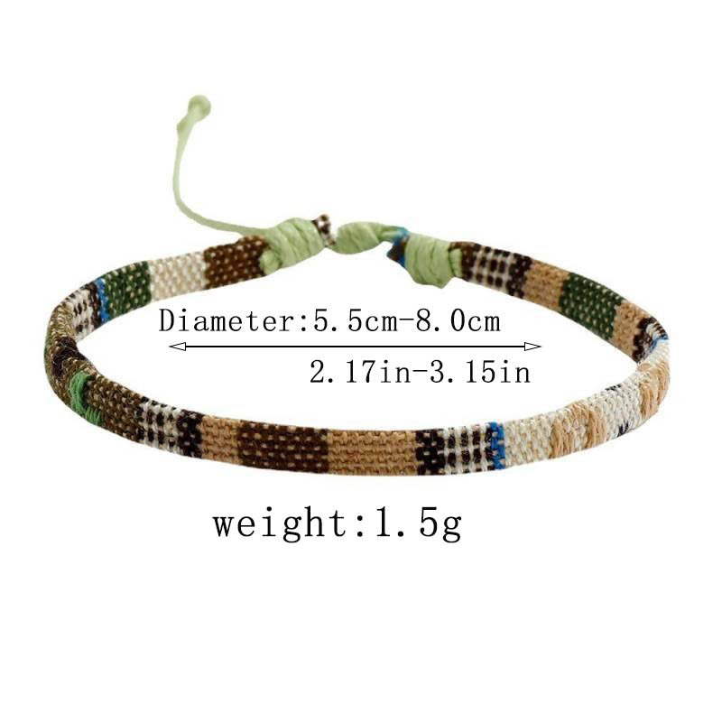 Colorful Bohemian Style Cotton Linen Fabric Woven Bracelets