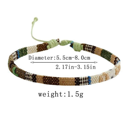 Colorful Bohemian Style Cotton Linen Fabric Woven Bracelets