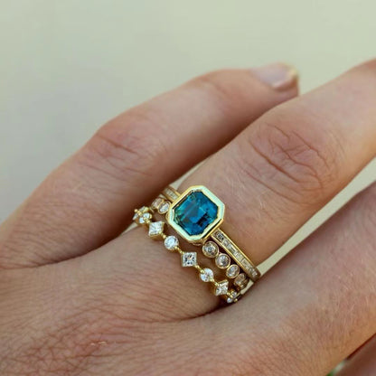 Creative Style Ladies Three-piece Gold-plated Inlaid Rings