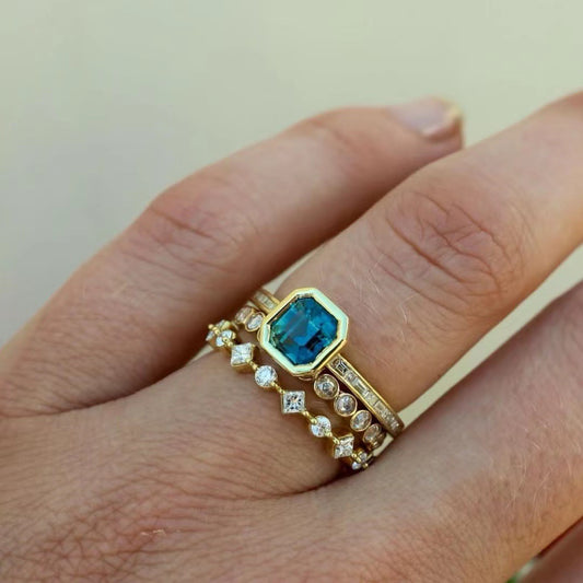 Creative Style Ladies Three-piece Gold-plated Inlaid Rings