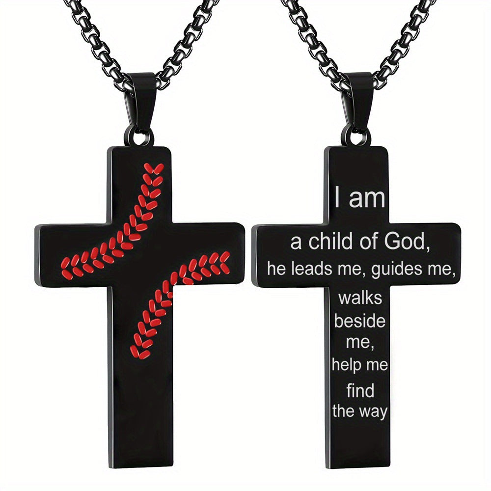 Baseball Boy Cross Stainless Steel Religious Pendants