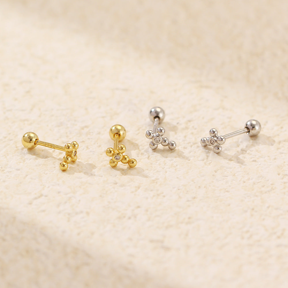 Ear Sier Cross Diamond Threaded Indie Earrings