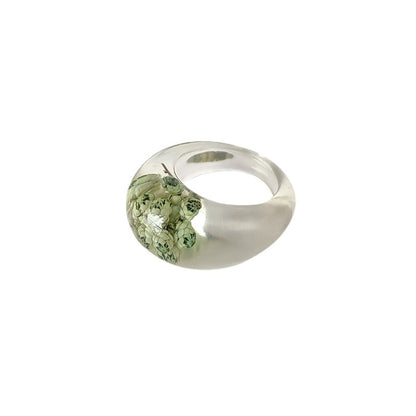 Fashion Transparent Epoxy Flower Durable Leaves Rings